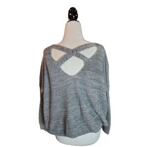 Grey Criss Cross Back Forever 21 Sweater Size Medium Soft Bell Sleeve